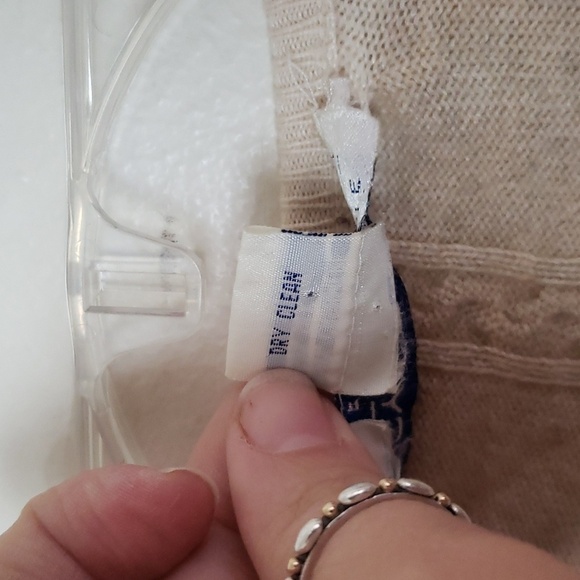 Saks fifth Ave cashmere silk cardigan, neutral stripe, cozy, women's size small - Picture 7 of 7